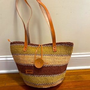 EARTH TONE FLAPLESS HANDMADE SISAL TOTE BAG